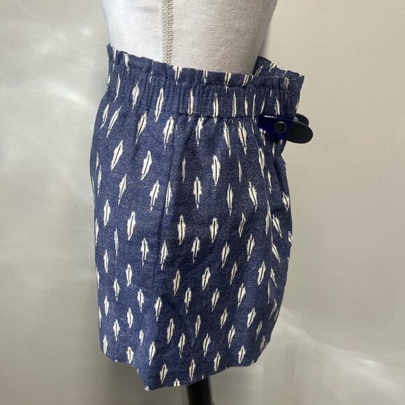 J Crew Skirt size 6 Denim Blue Ivory Linen Above Knee A Line Casual Beach - Picture 4 of 6
